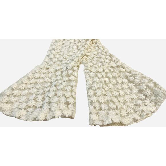 SASSYBLING EMBROIDERED A-LINE MIDI DRESS, JUNIOR, L, IVORY, TASSELS, BELL SLEEVE - Picture 6 of 9